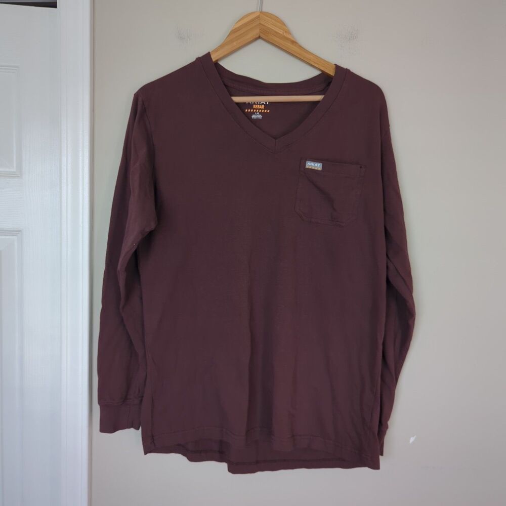 Ariat Rebar Women's Long Sleeve Red Strong Heavy Lifting T Shirt Large